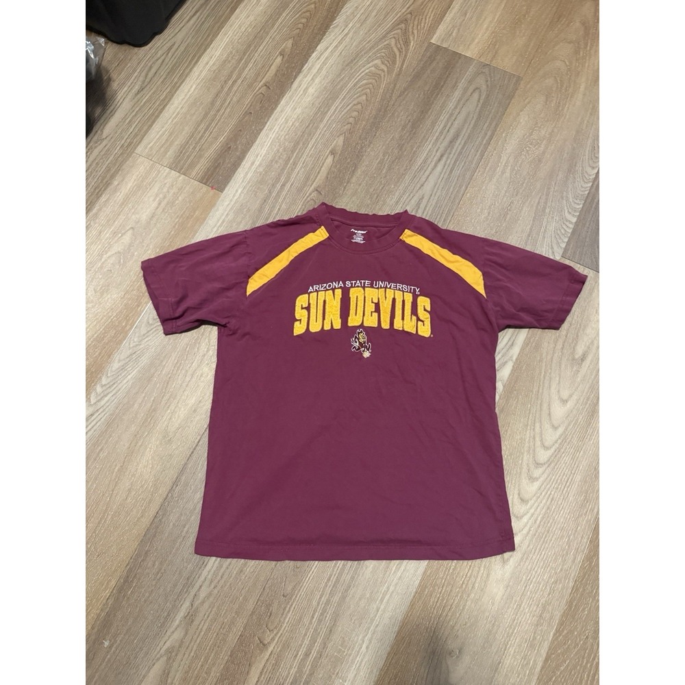 Vintage 90's Arizona State Sun Devils Men's Burgundy T Shirt Size Large Pro Edge